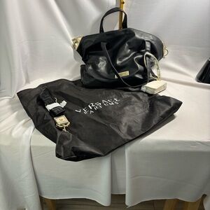 Versace Parfums black faux leather tote